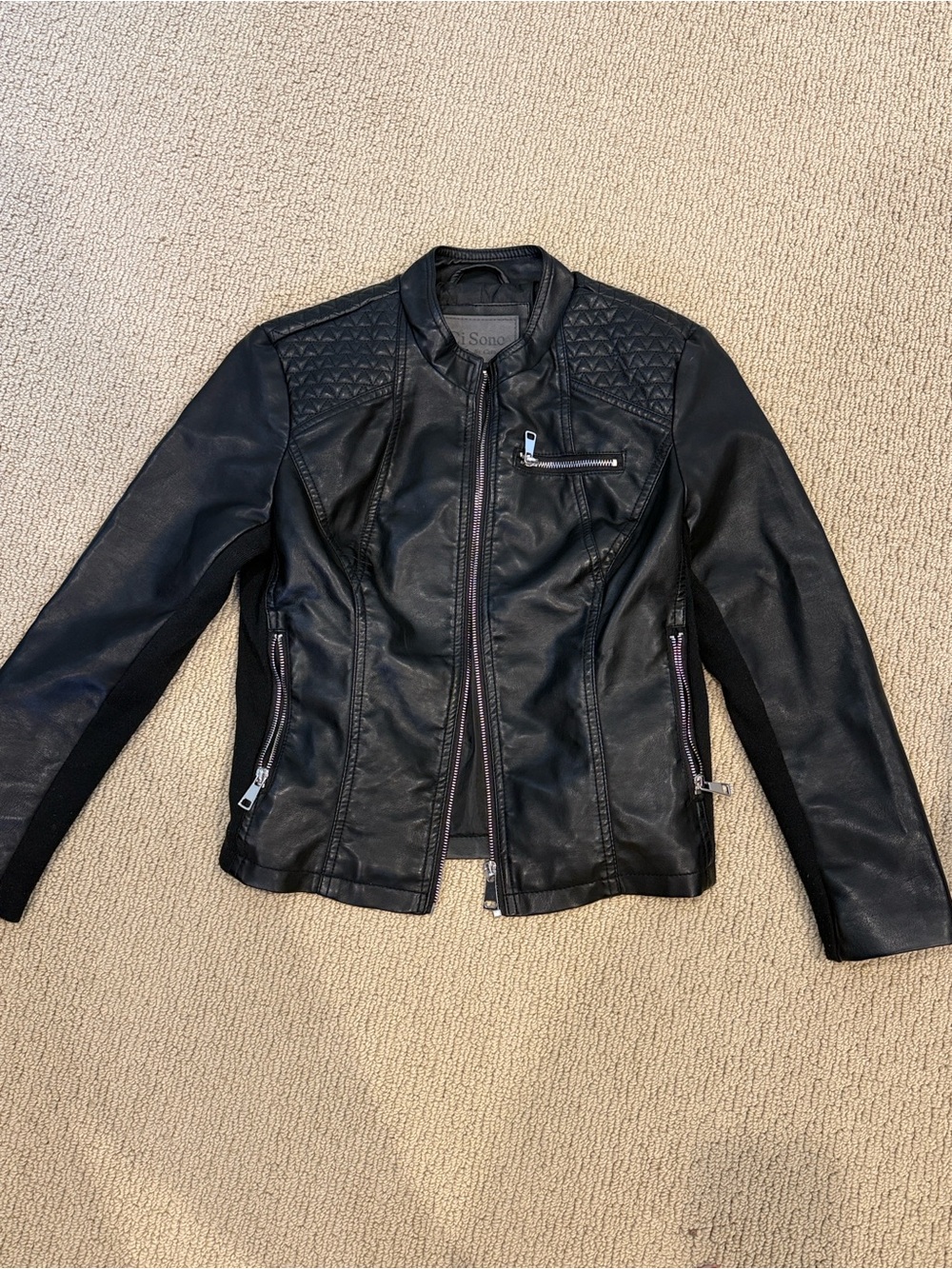 Ci Sono Black Quilted Faux Leather Moto Jacket
